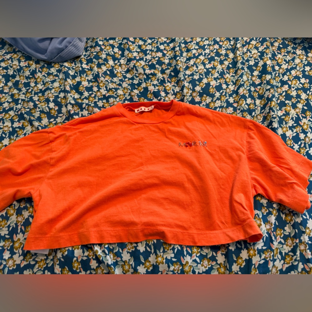Marni Orange Cropped T-Shirt